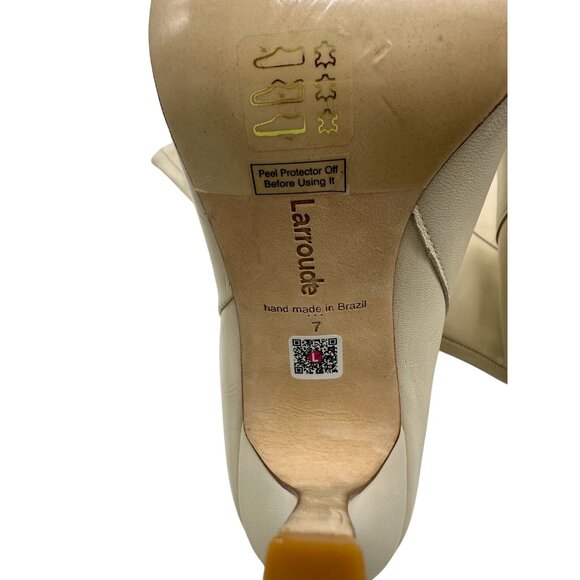 Larroude Kate Knee High Leather Boots Ivory Pointed Toe Heels NWOT - Size 7 - Picture 11 of 12